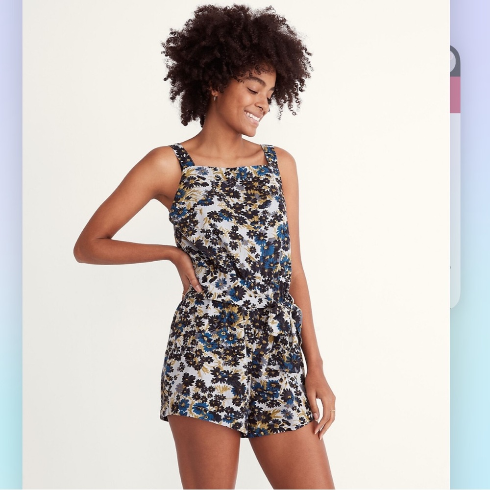 Madewell Lightestspun Tie-Waist Cover-Up Romper in Daisy Reverie